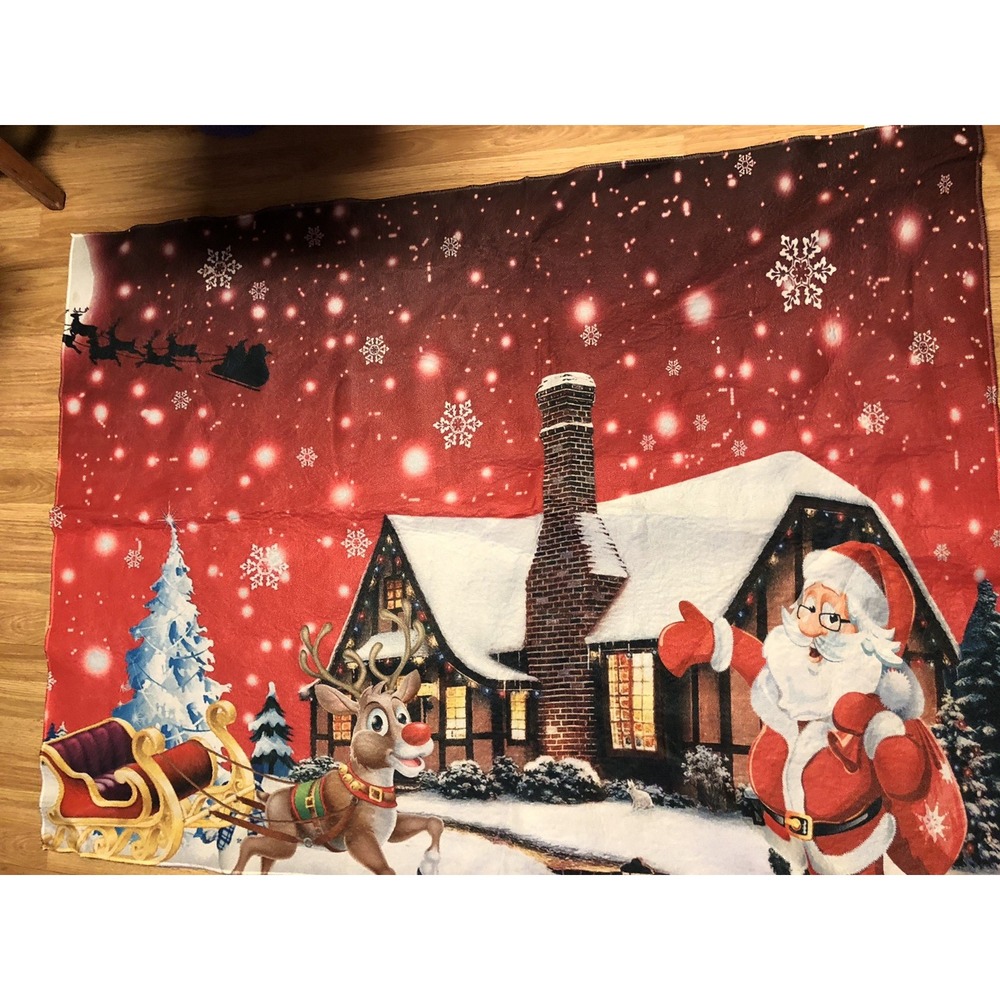 Christmas‎ Red Santa & Deer Rug Kitchen Living Room Floor Mat Pre-Owned